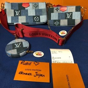 Limited Edition Multi Pouch Denim Red Strap